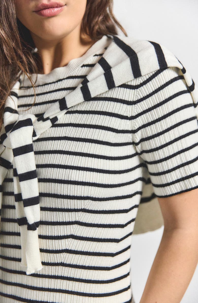 Derek Lam 10 Crosby Twain Strip Cotton & Cashmere Shrug & Sweater Set, Alternate, color,