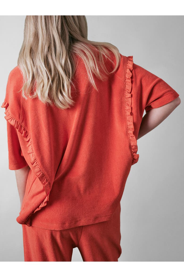 Sea Coral Terry Frill Top, Alternate, color, Burnt Orange