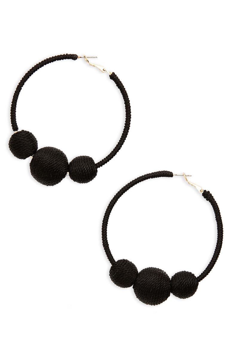 BP. Wrapped Ball Hoop Earrings, Main, color, 