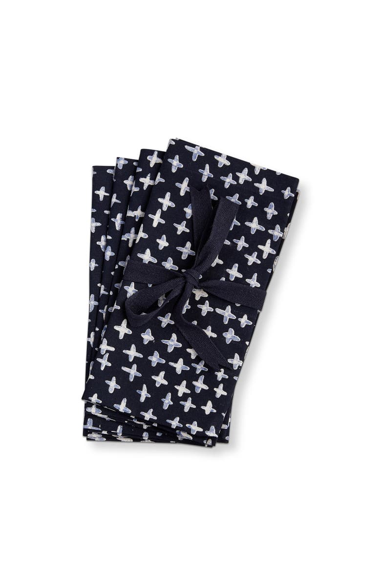 tag Stitch Napkin Set of 4 Blue Cotton Kitchen Cloth Napkins, Main, color, Blue