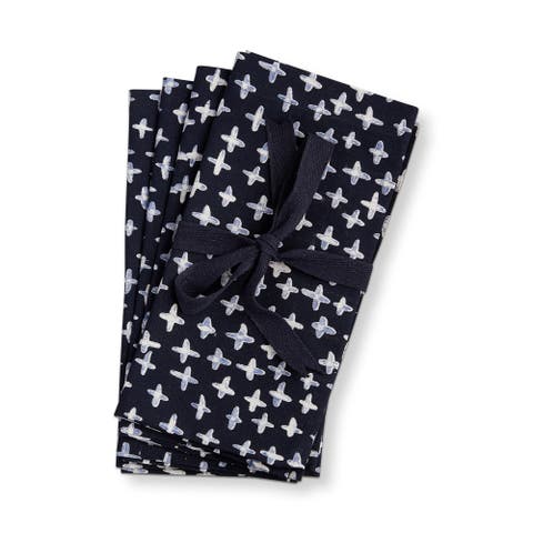 Stitch Napkin Set of 4 Blue Cotton Kitchen Cloth Napkins