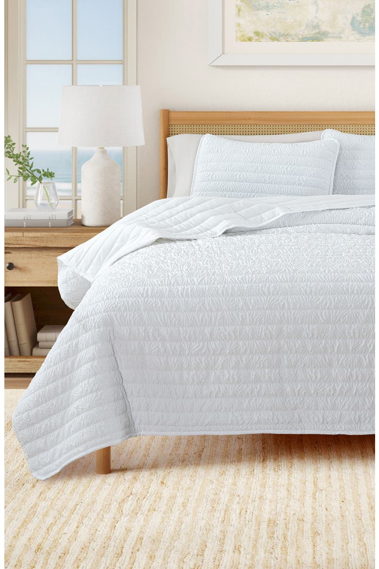Floral Embossed Quilt Set, Alternate, color, WHITE