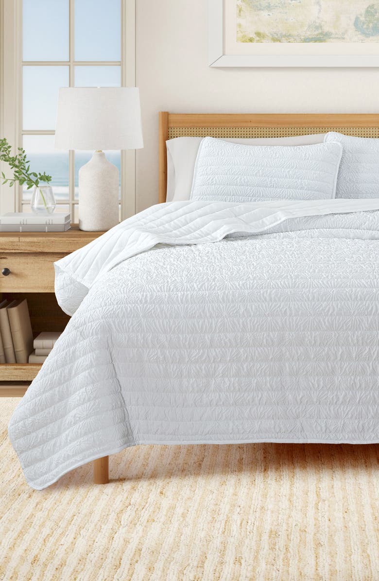 Woven & Weft Floral Embossed Quilt Set, Alternate, color, White