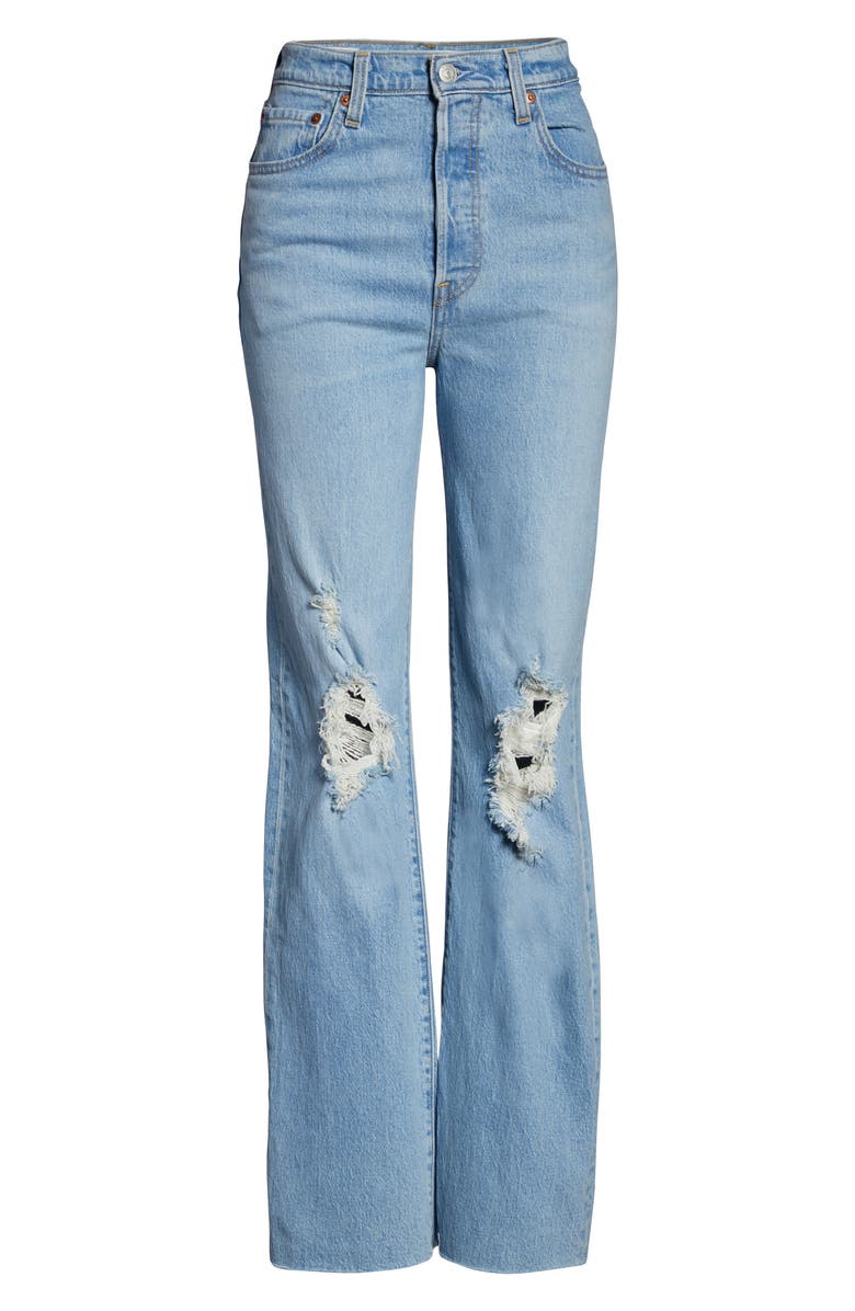 Levi's<sup>®</sup> Ribcage Super High Waist Ripped Straight Leg Jeans, Alternate, color,