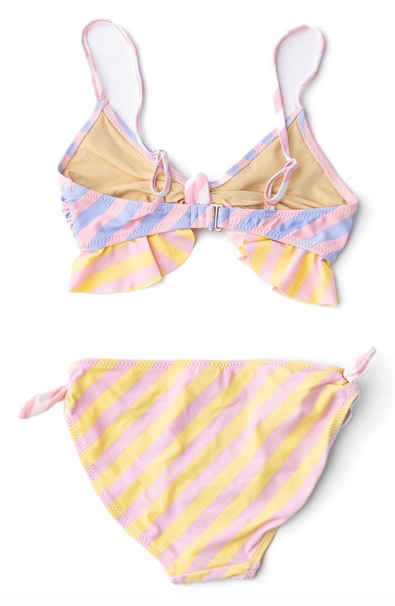 Shade Critters Kids' Ruffle Pastel Stripe Two-Piece Swimsuit, Alternate, color, Yellow Multi