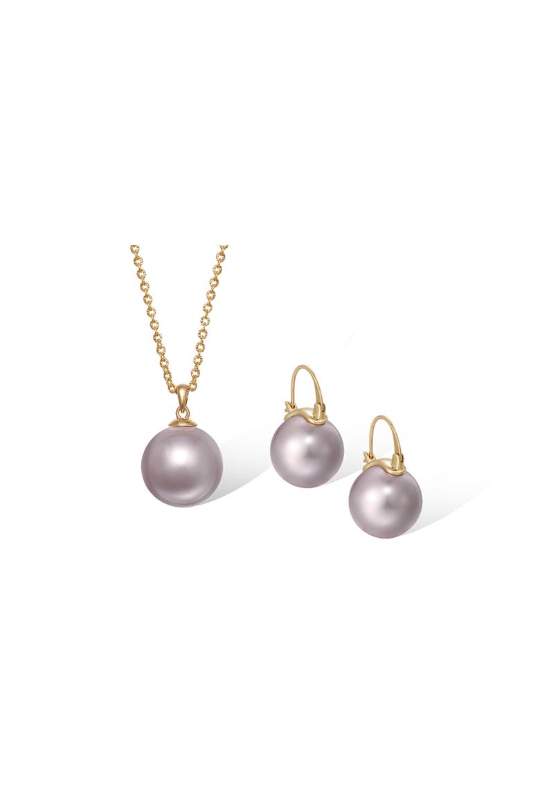 Retro Pearl Necklace & Earrings Set, Alternate, color, Pink