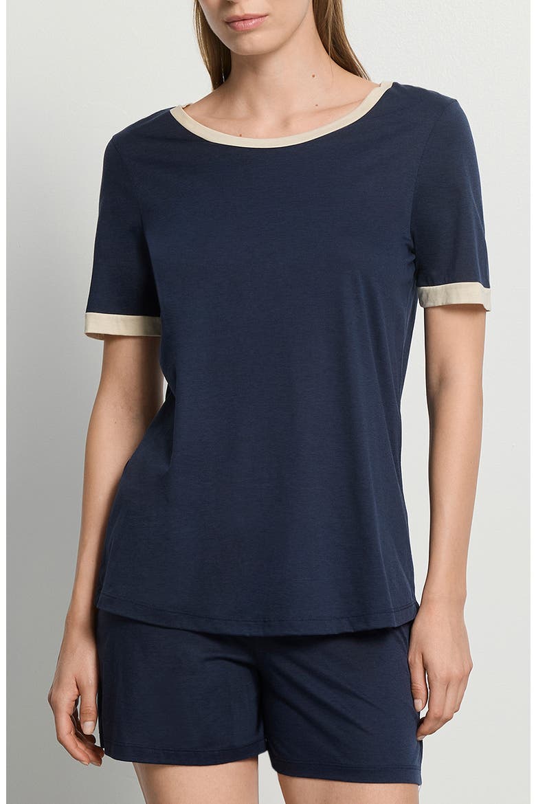 Laura Short Sleeve Cotton & Modal Pajamas, Main, color, DEEP NAVY