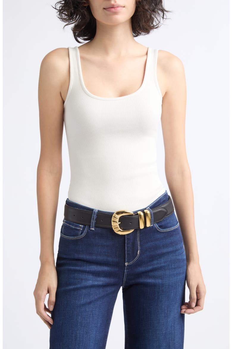 Yarros Embellished Leather Belt, Alternate, color, BLACK