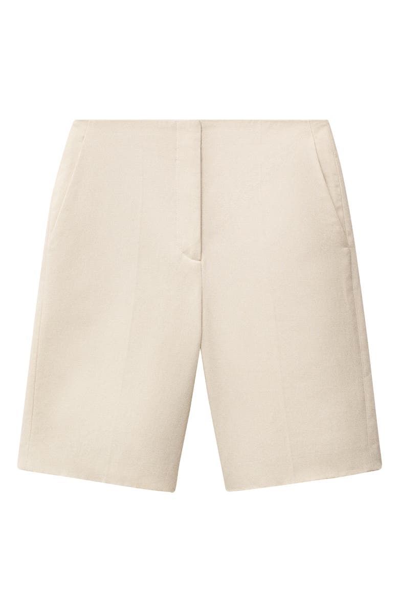 MANGO Seamless Cotton & Linen Bermuda Shorts, Alternate, color, Ecru