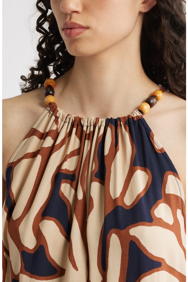 Beaded Halter Dress, Alternate, color, CAMEL BEIGE