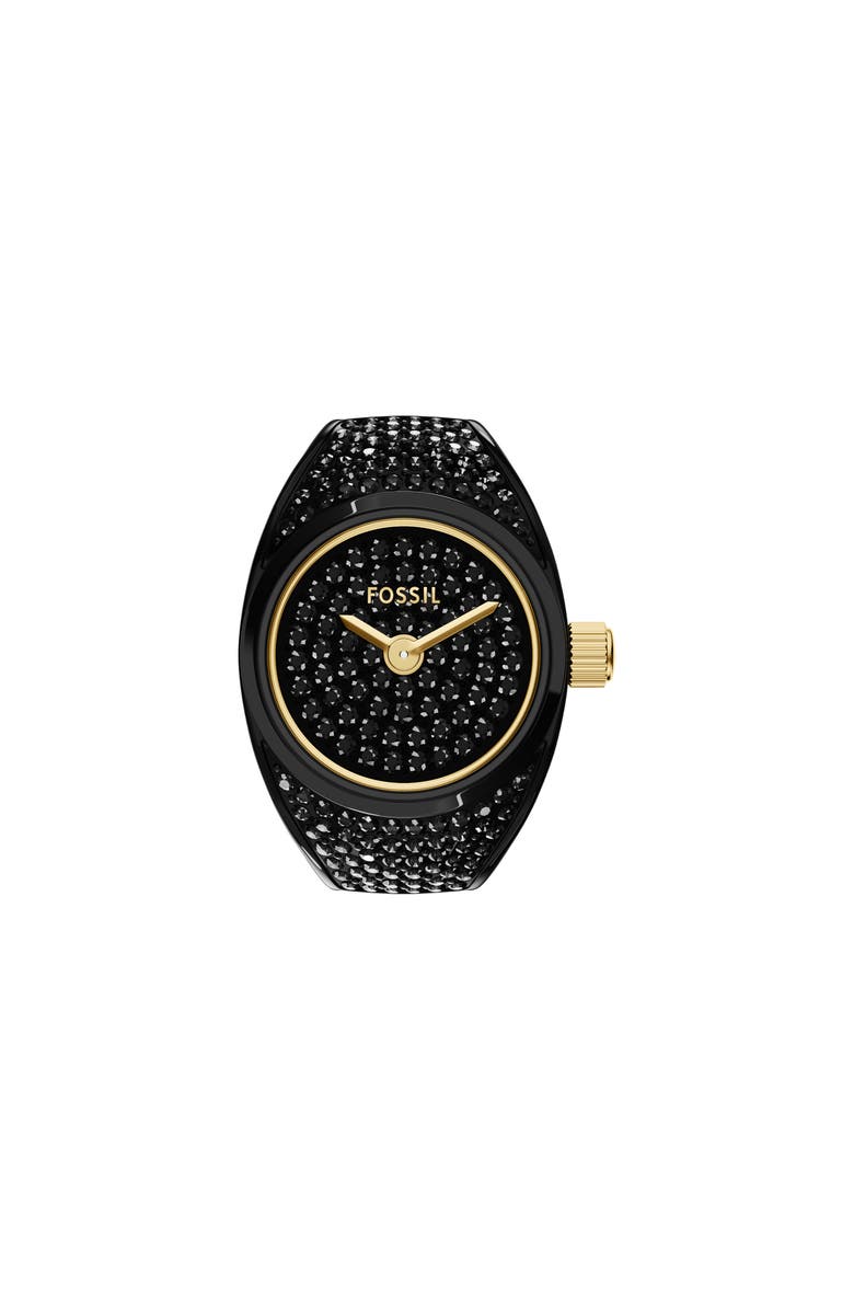 Fossil Black Crystal Pavé Ring Watch, 15mm, Main, color, Black