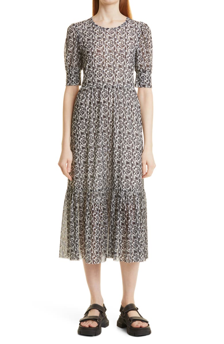 Baum und Pferdgarten Jocelyn Puff Sleeve Midi Dress, Main, color, 