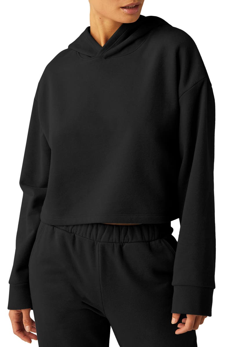 Beyond Yoga Happiness Crop Hoodie, Main, color, Black