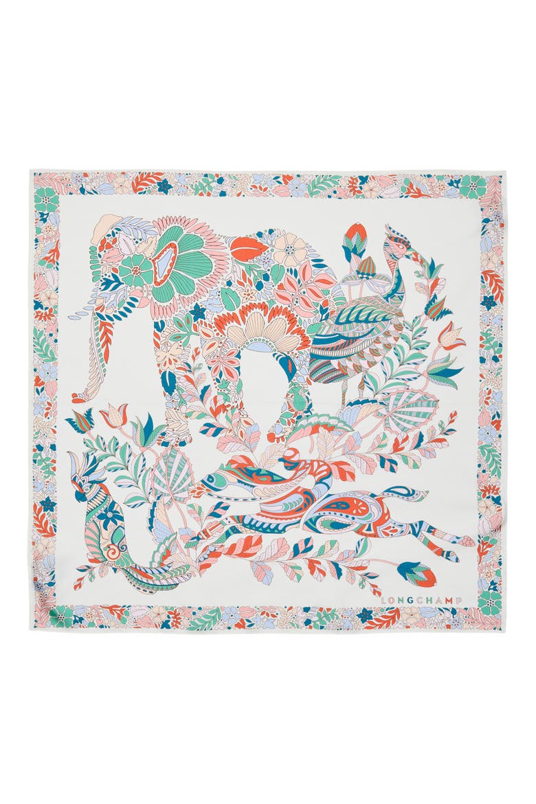 Foret Silk Square Scarf, Alternate, color, RAINBOW/ WHITE MULTI