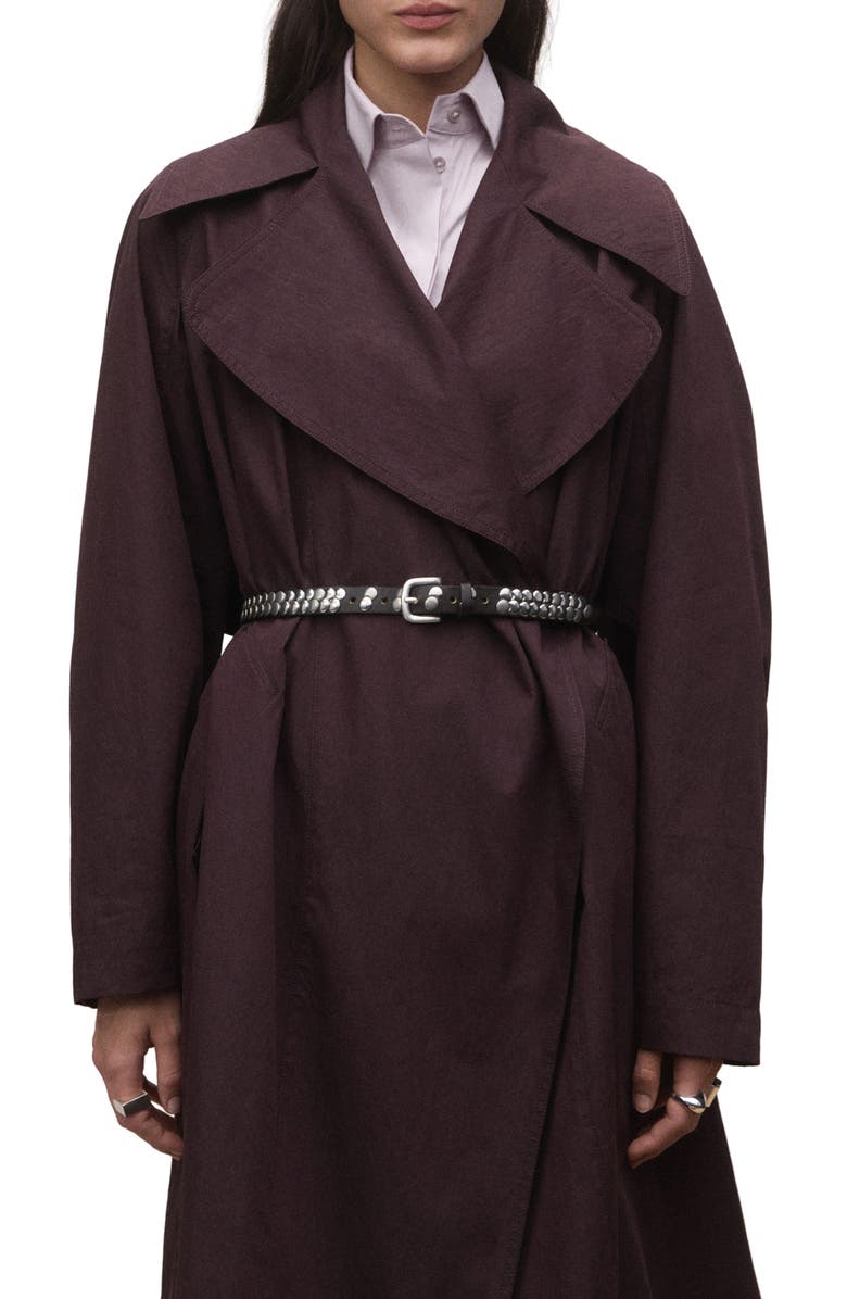 MANGO Stud Leather Belt, Alternate, color,