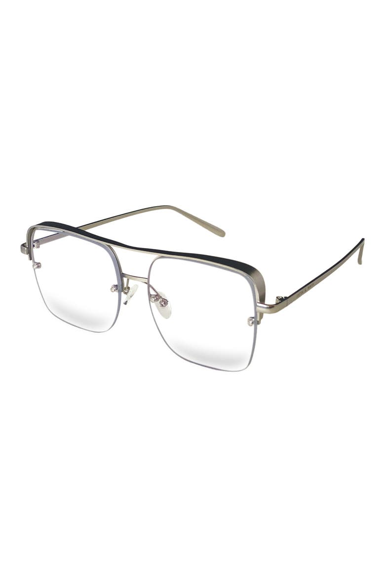Sunday 58mm Aviator Blue Light Blocking Glasses, Alternate, color, SILVER/ CLEAR