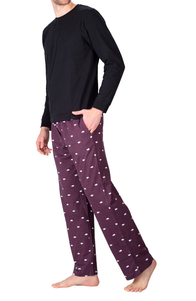 SLEEPHERO Knit Pajamas, Alternate, color, Burgundy And Black