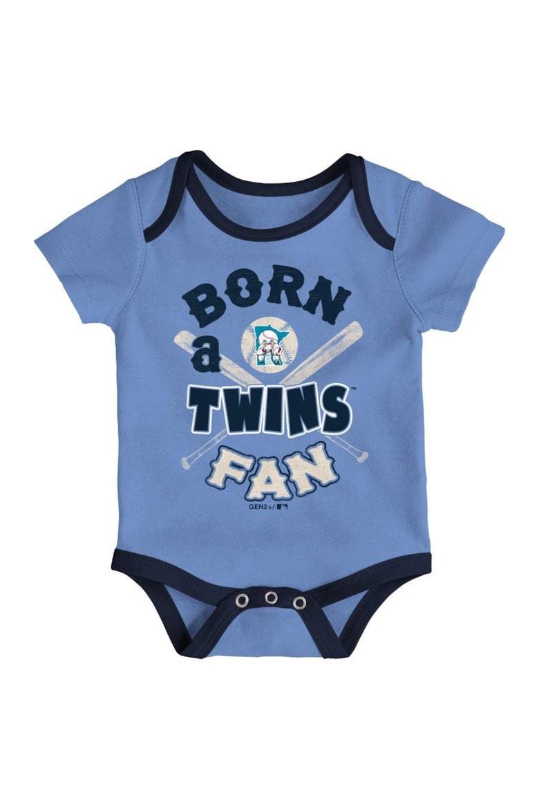 Infant Navy/Light Blue/Cream Minnesota Twins Future #1 3-Pack Bodysuit Set, Alternate, color, Navy