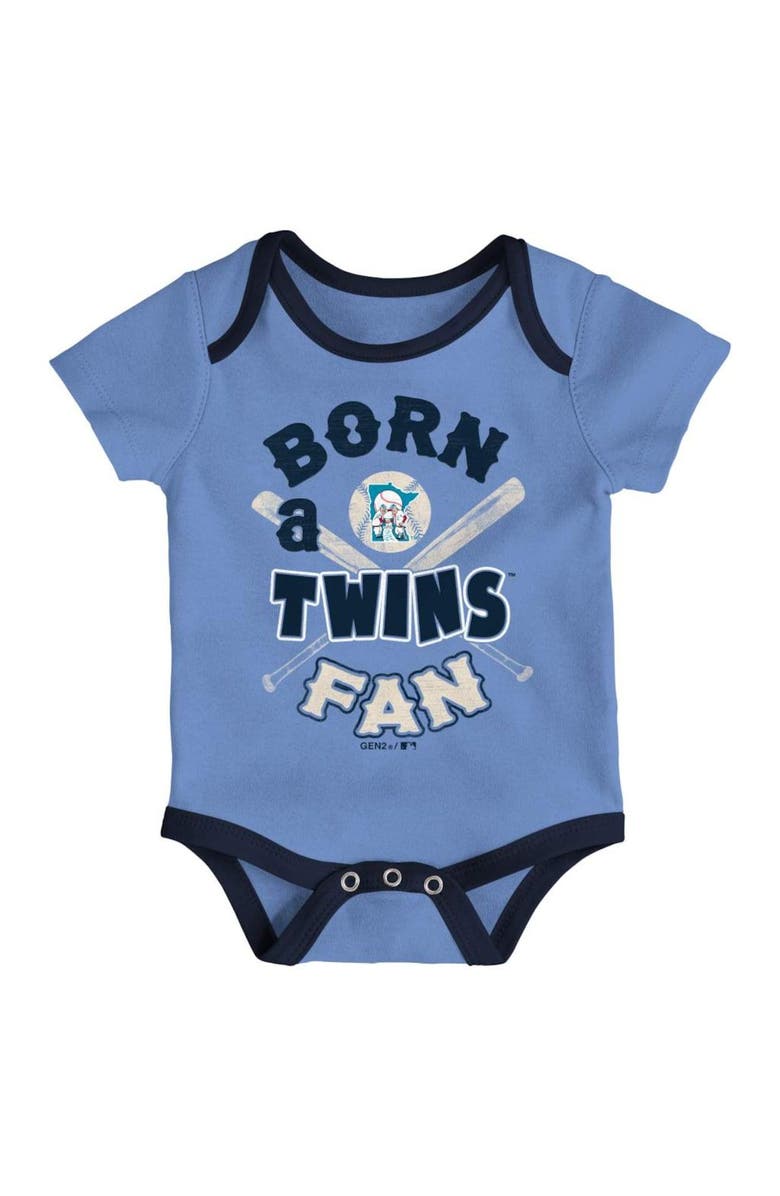 Outerstuff Infant Navy/Light Blue/Cream Minnesota Twins Future #1 3-Pack Bodysuit Set, Alternate, color, Navy