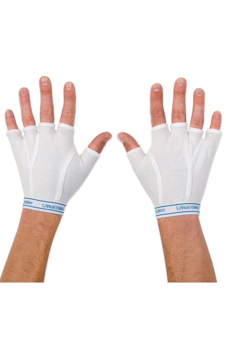 White Fingerless Cotton Gloves, Alternate, color, Multicolored