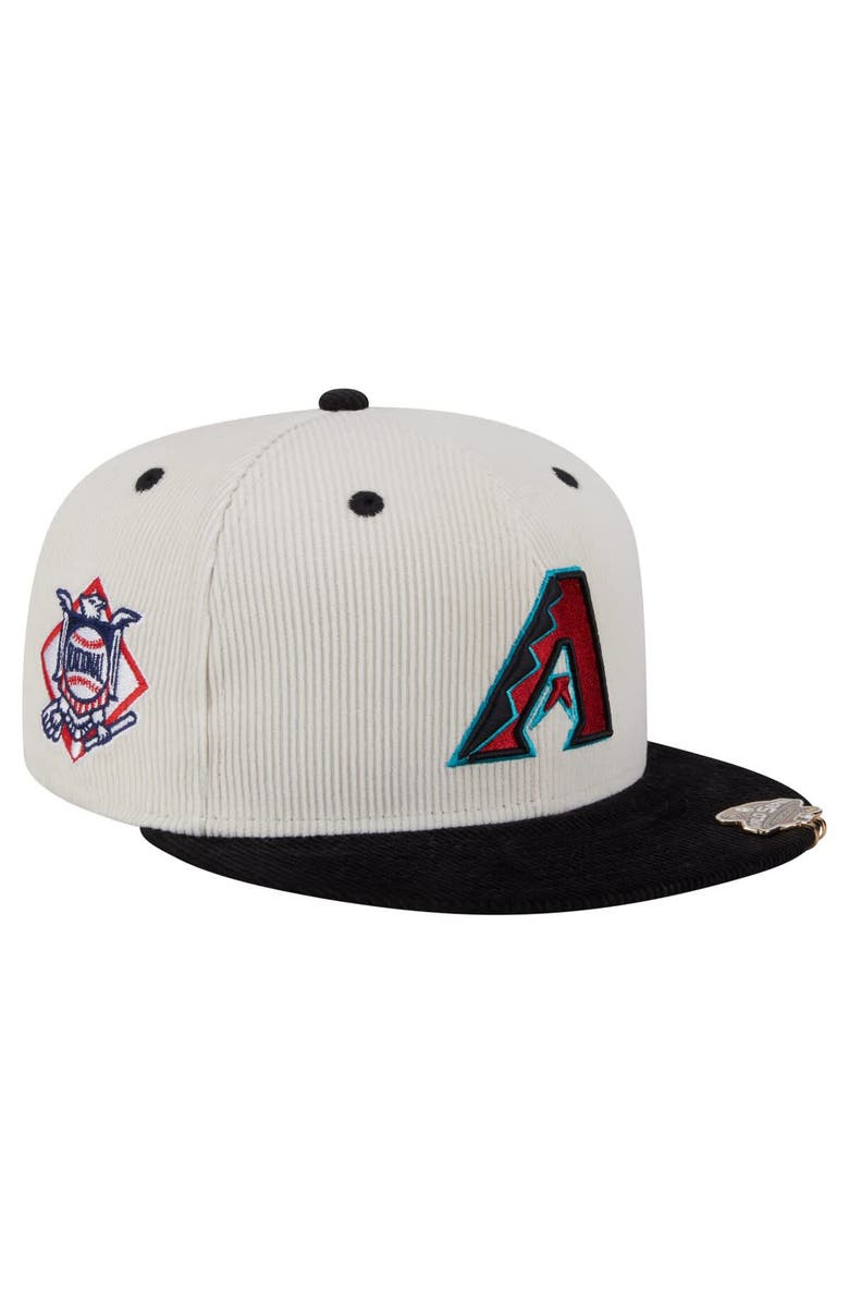 New Era Men's New Era Cream/Black Arizona Diamondbacks Two-Tone Corduroy 59FIFTY Fitted Hat, Main, color,