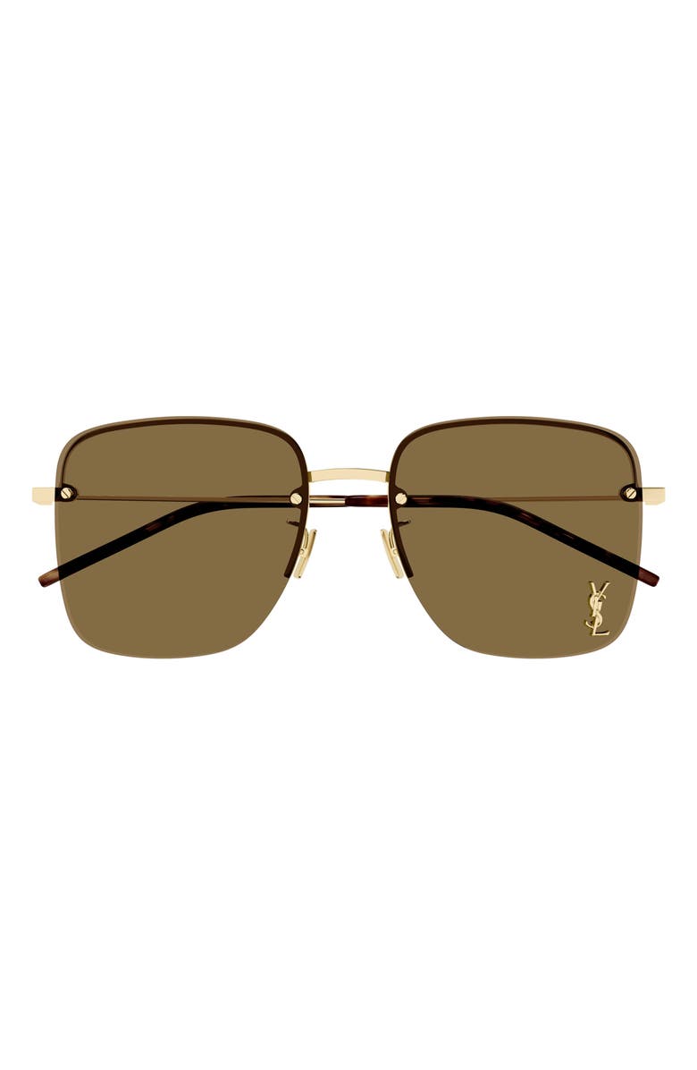 Saint Laurent 58mm Aviator Sunglasses, Main, color, Gold