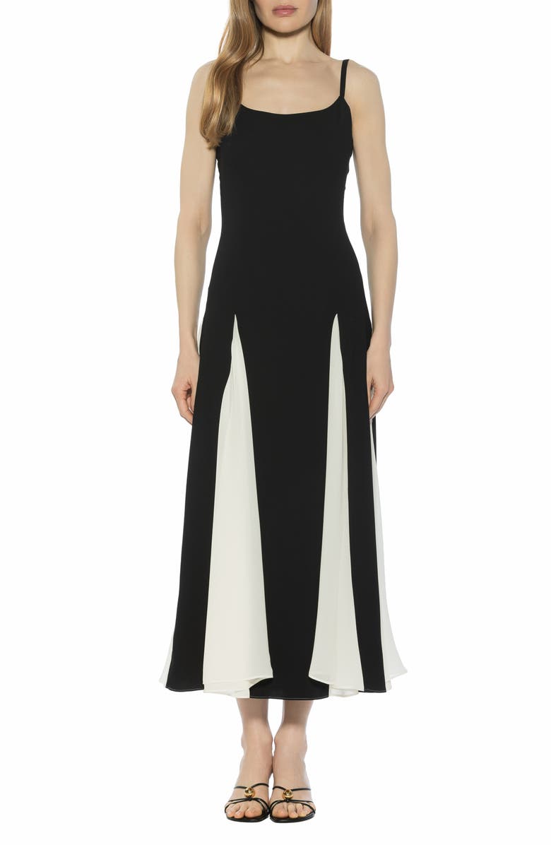 Alexia Admor Corvin Colorblock Godet Maxi Dress, Main, color, Black/ White