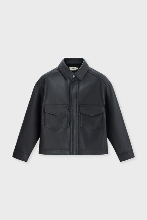 Kids Faux Leather Cropped Shirt