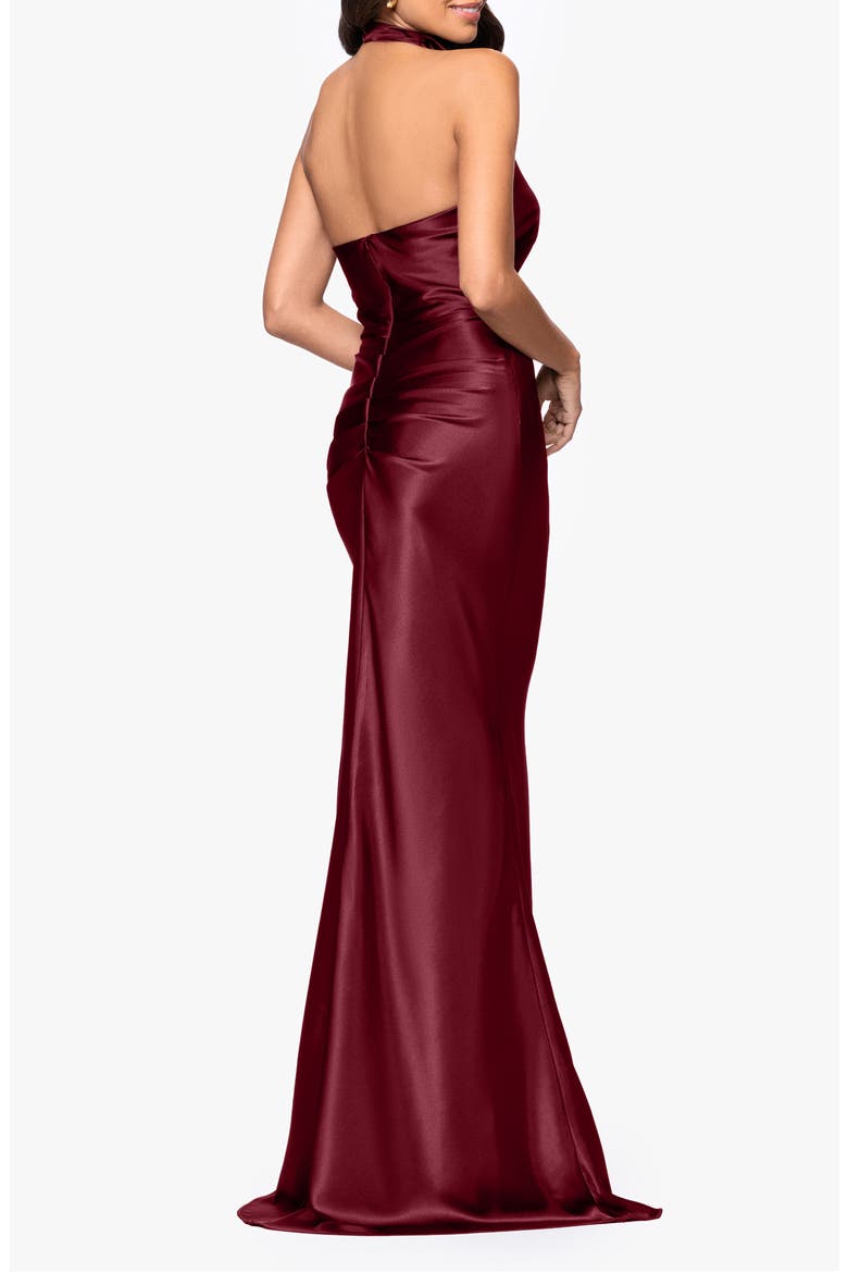 Charmeuse Halter Dress, Alternate, color, BURGUNDY
