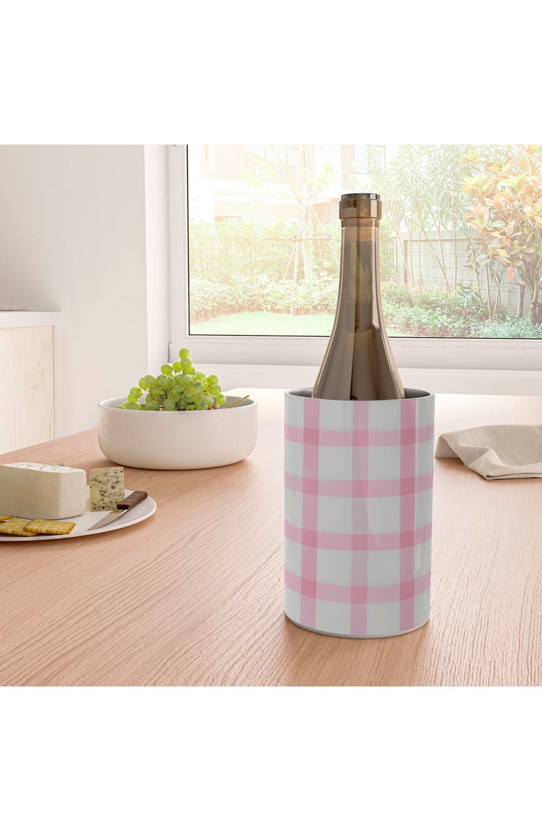 Deny Designs Checkered Watercolor Wine Chiller, Alternate, color, Pink
