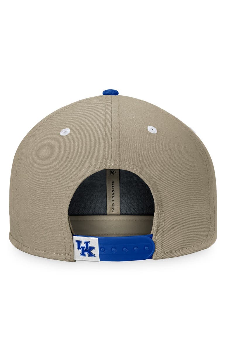 TOP OF THE WORLD Men's Top of the World Khaki/Royal Kentucky Wildcats Land Snapback Hat, Alternate, color, Khaki