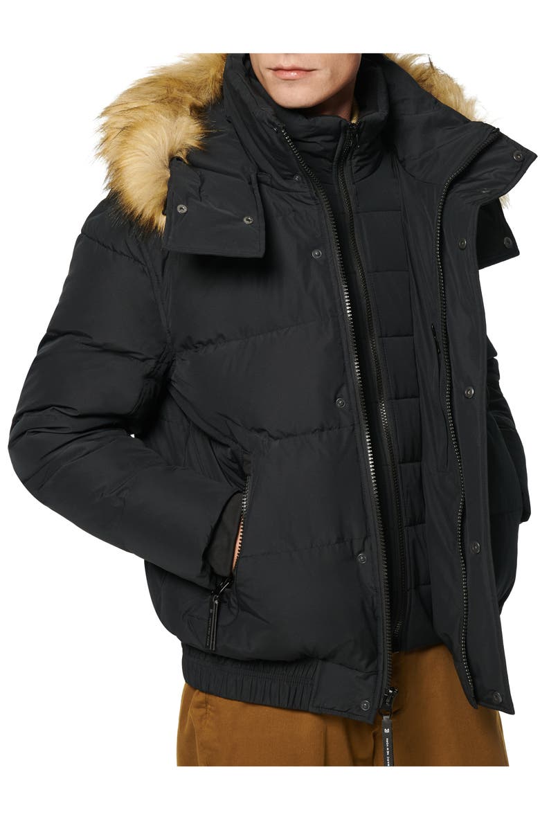 Marc New York Umbra Faux Fur Trim Quilted Jacket, Alternate, color, Black