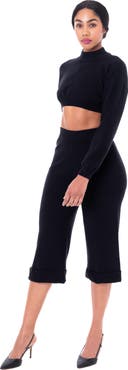 Dai Moda Crop Mock Neck Sweater