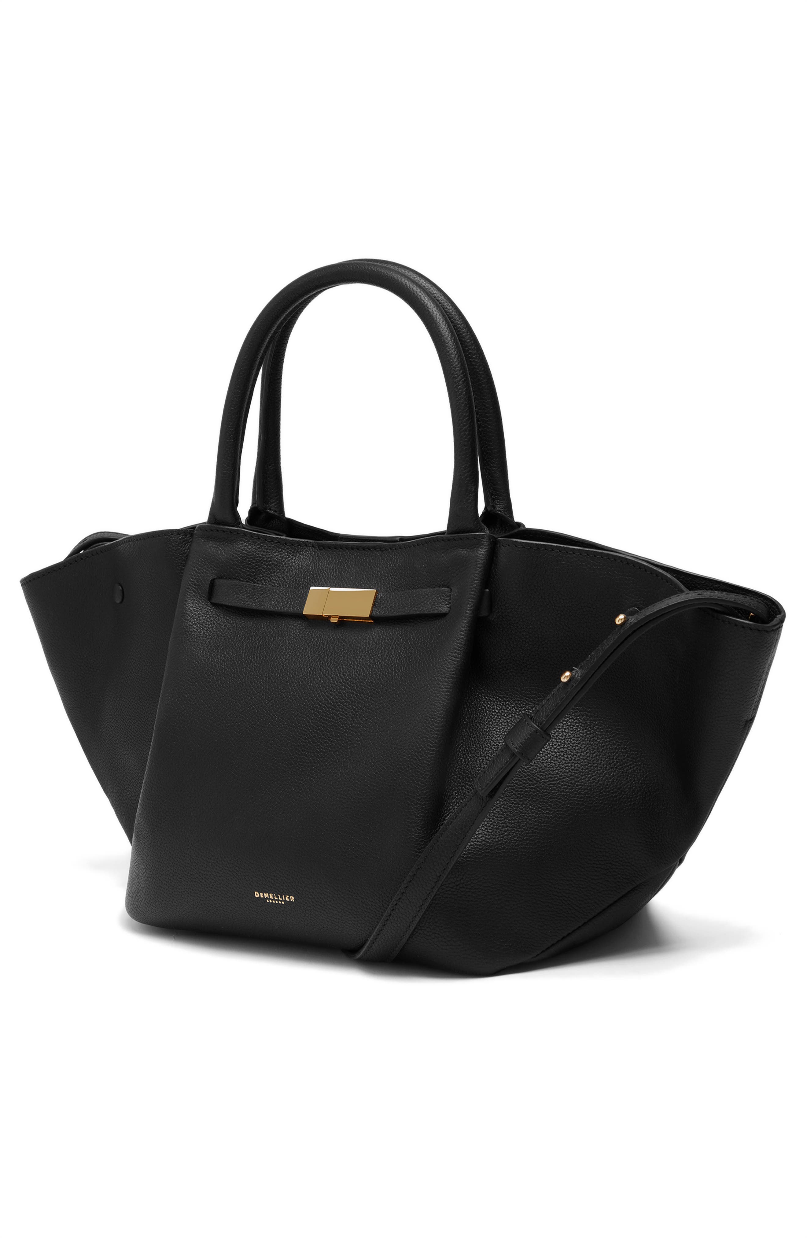 DeMellier New York Leather East/West Midi Tote, Alternate, color, Black