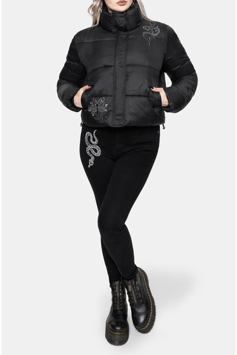 Nirah Embroidered Padded Jacket, Alternate, color, Black