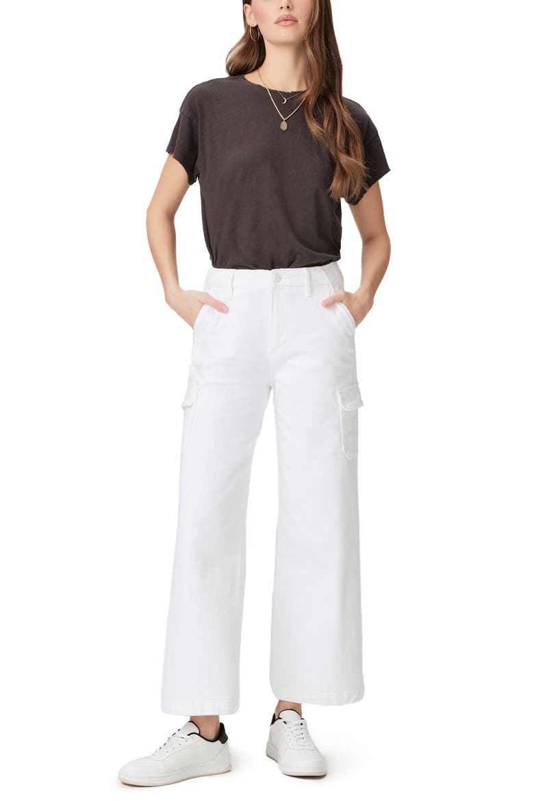 Carly High Waist Ankle Wide Leg Cargo Pants, Alternate, color, CRSP WHT