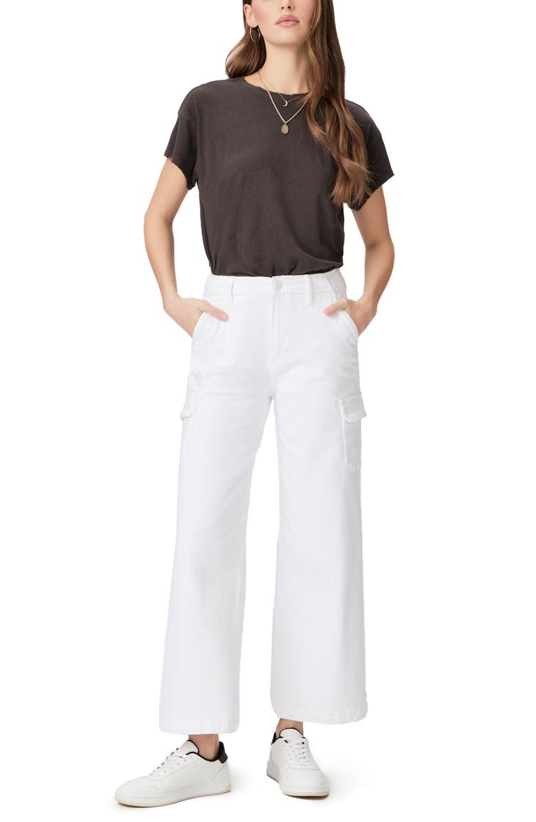 PAIGE Carly High Waist Ankle Wide Leg Cargo Pants, Alternate, color, Crisp White