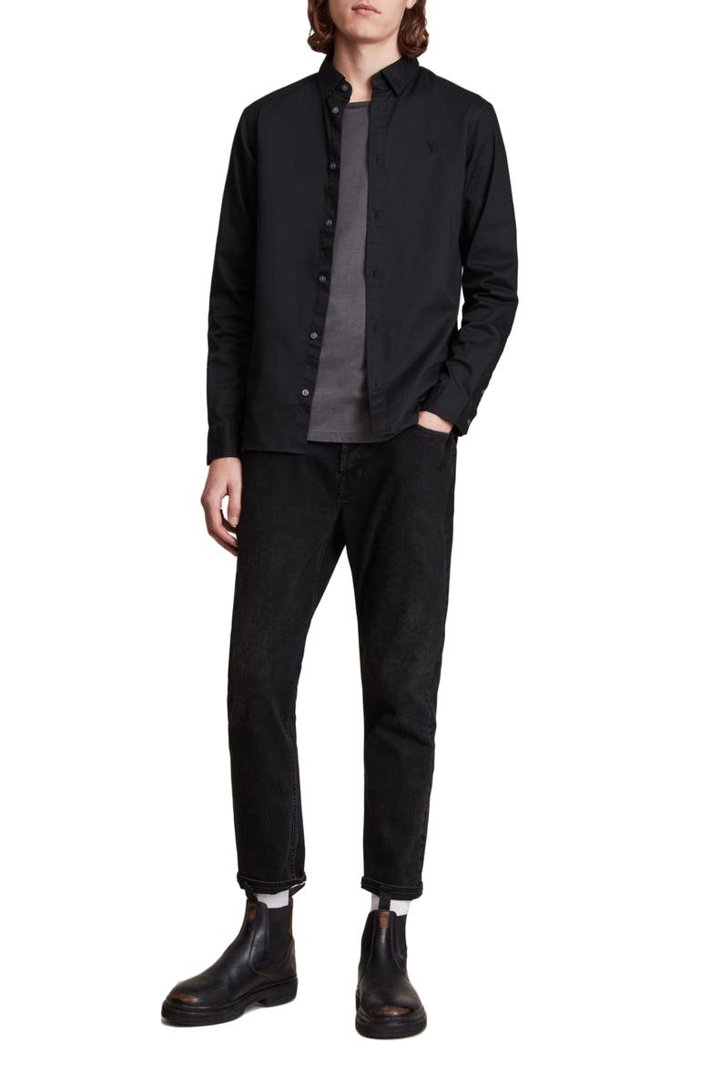 Hawthorne Slim Fit Button-Up Shirt, Alternate, color, BLACK