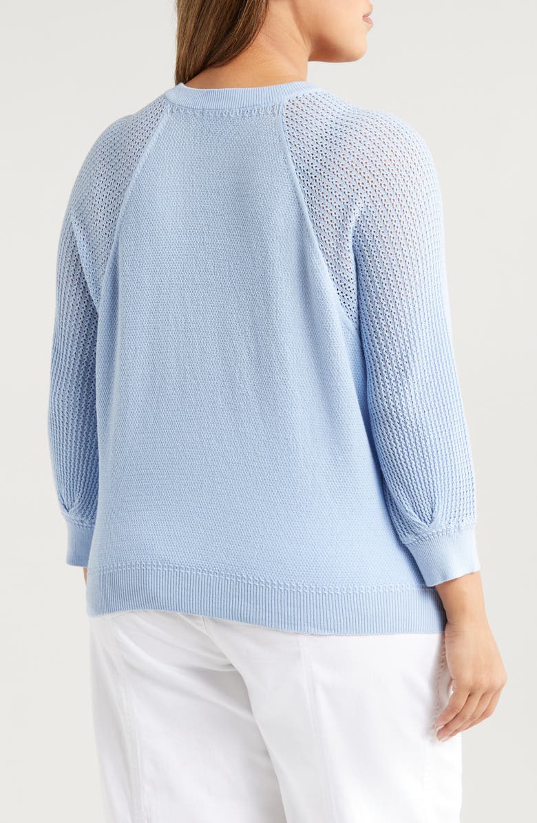 Wit & Wisdom Mixed Stitch Split Neck Sweater, Alternate, color, Blue Crush