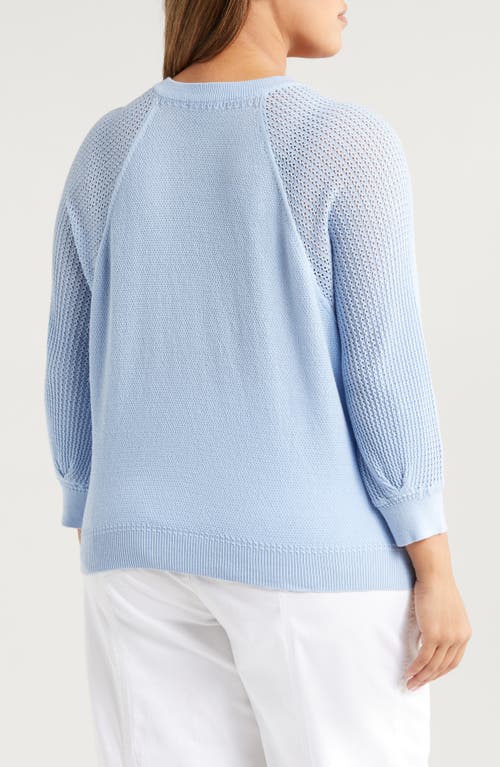 Wit & Wisdom Mixed Stitch Split Neck Sweater In Blue Crush