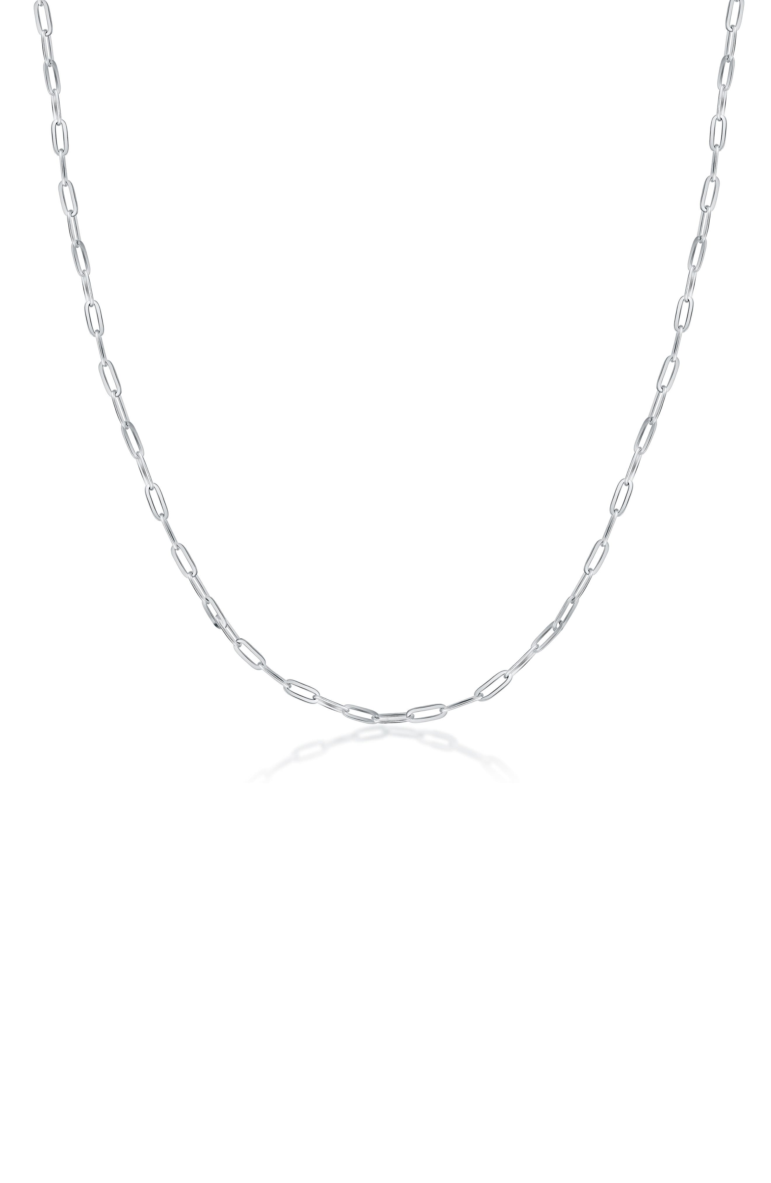 BEST SILVER Sterling Silver Paperclip Chain Necklace