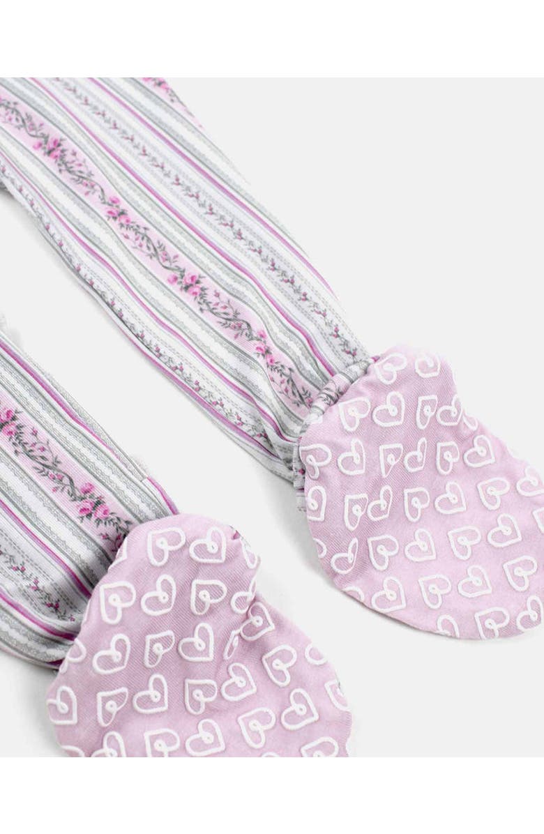 Lev Baby Victorian Floral Ruffled Zippered Footie, Alternate, color, Pink