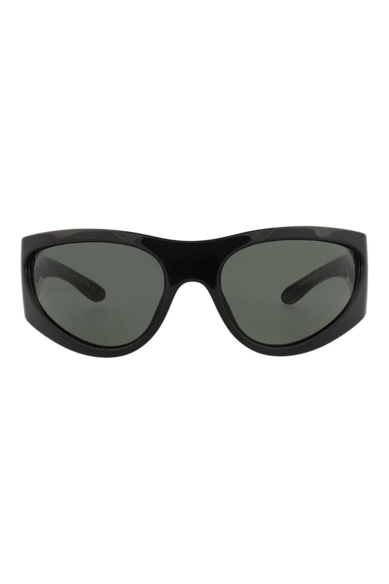 63mm Wrap Sunglasses, Main, color, BLACK BLACK GREY
