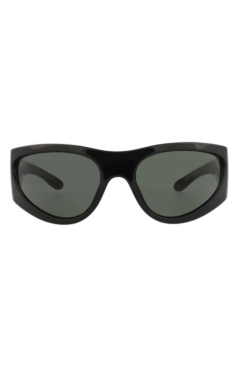 Gucci 63mm Wrap Sunglasses, Main, color, Black Black Grey