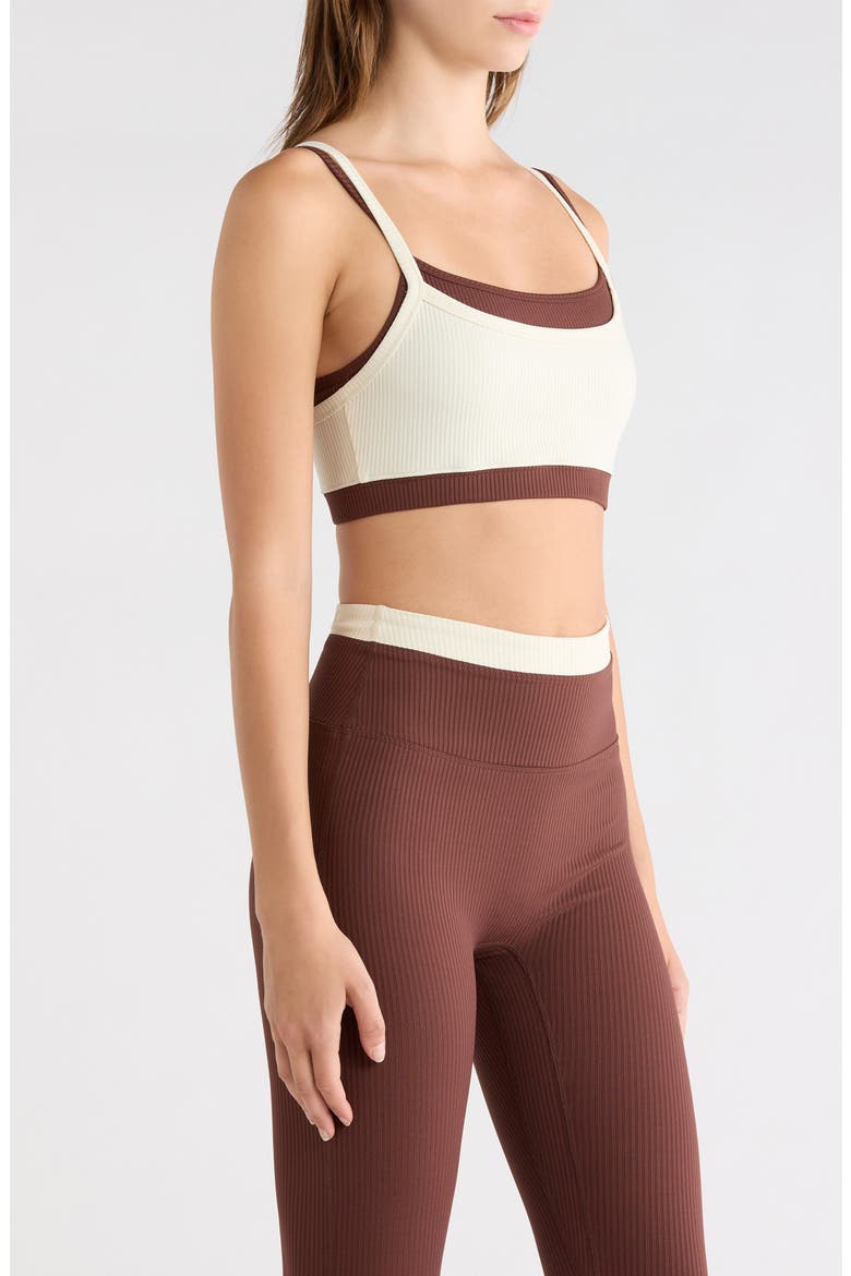 Layered Rib Sports Bra, Alternate, color, SHELL/ CHOCOLATE