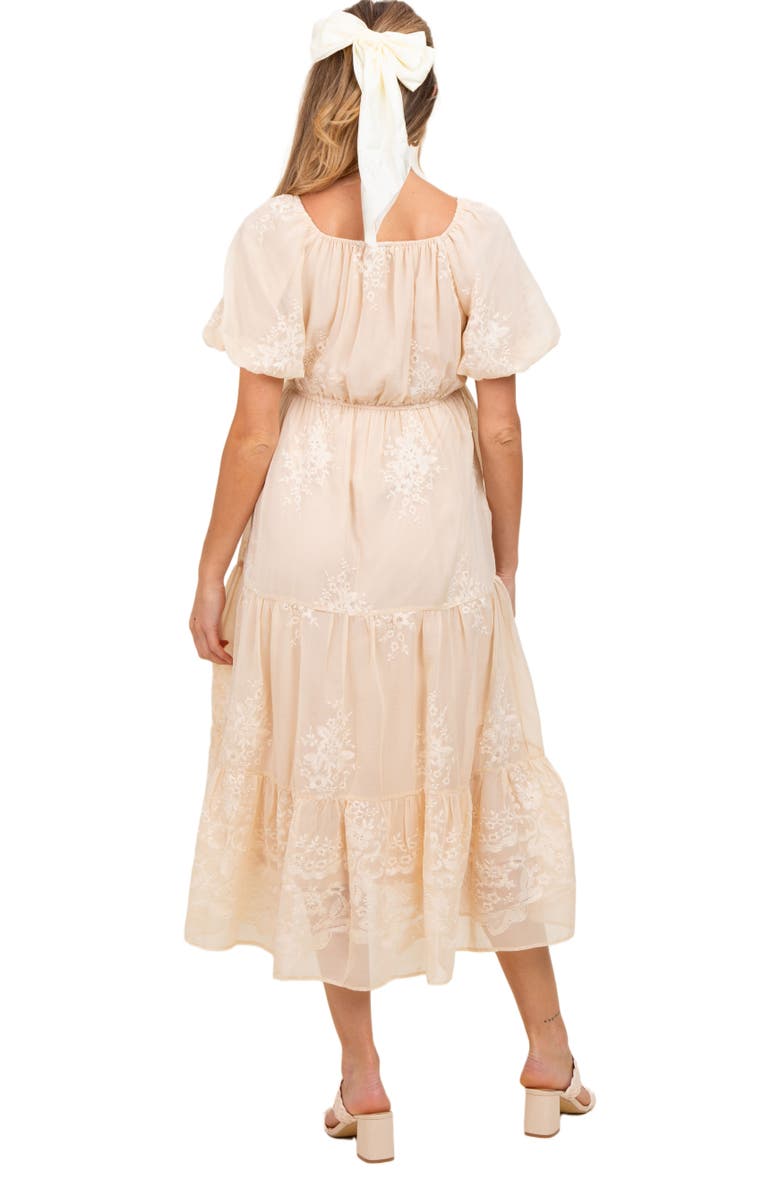 PinkBlush Floral Embroidered Chiffon Midi Dress, Alternate, color, 