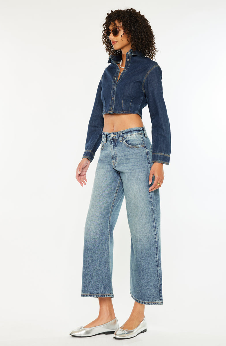 KanCan Daliah Mid Rise Loose Barrel Jeans, Alternate, color, Medium Wash