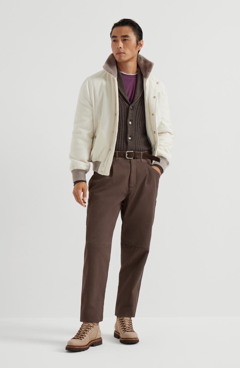 Brunello Cucinelli Ergonomic trousers, Alternate, color, Brown