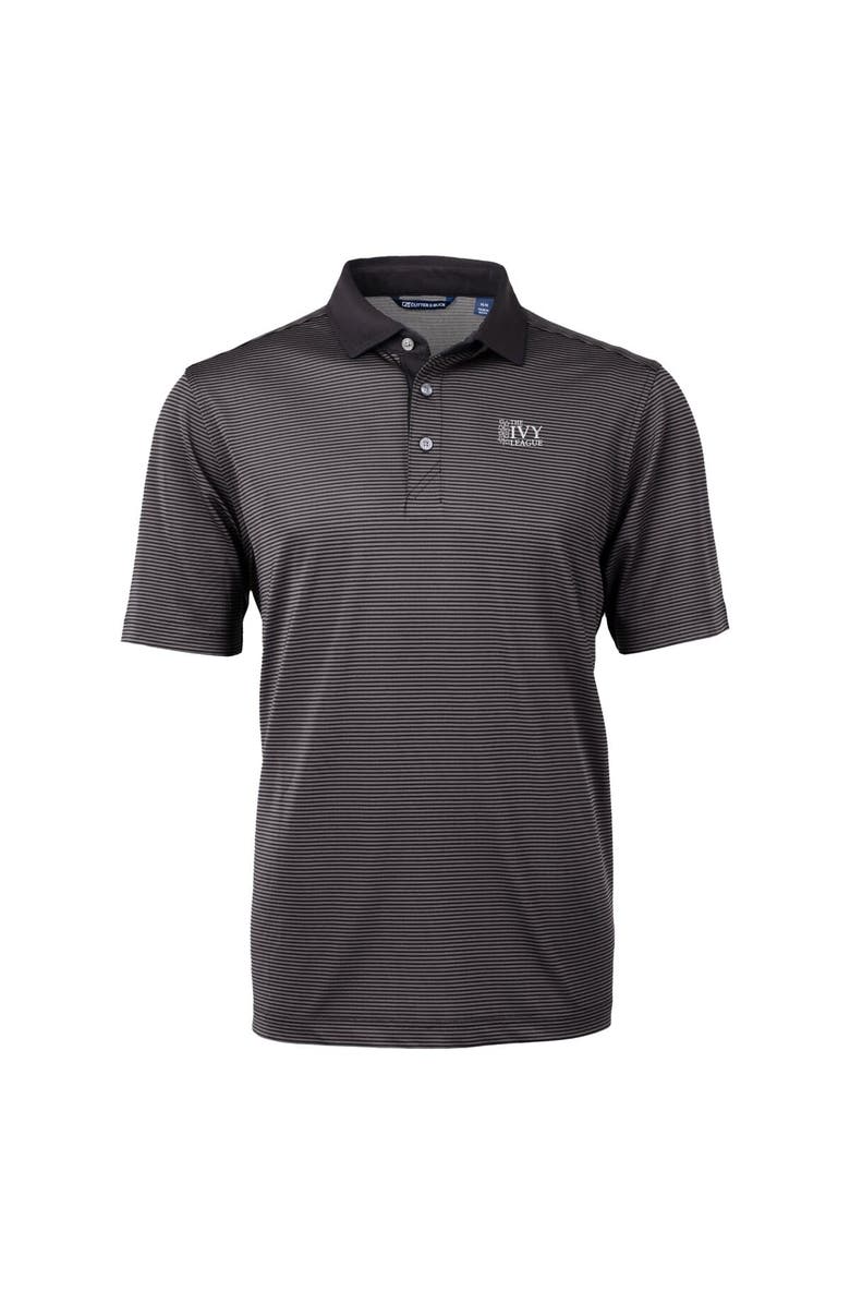Cutter & Buck Men's Cutter & Buck  Black/Gray Ivy League DryTec Tri-Blend Virtue Eco Pique Micro Stripe Recycled Polo, Alternate, color, 