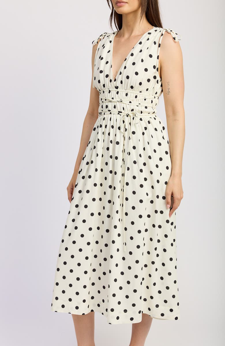 En Saison Harley Print Shirred Sleeveless Maxi Dress, Alternate, color, Ivory Black